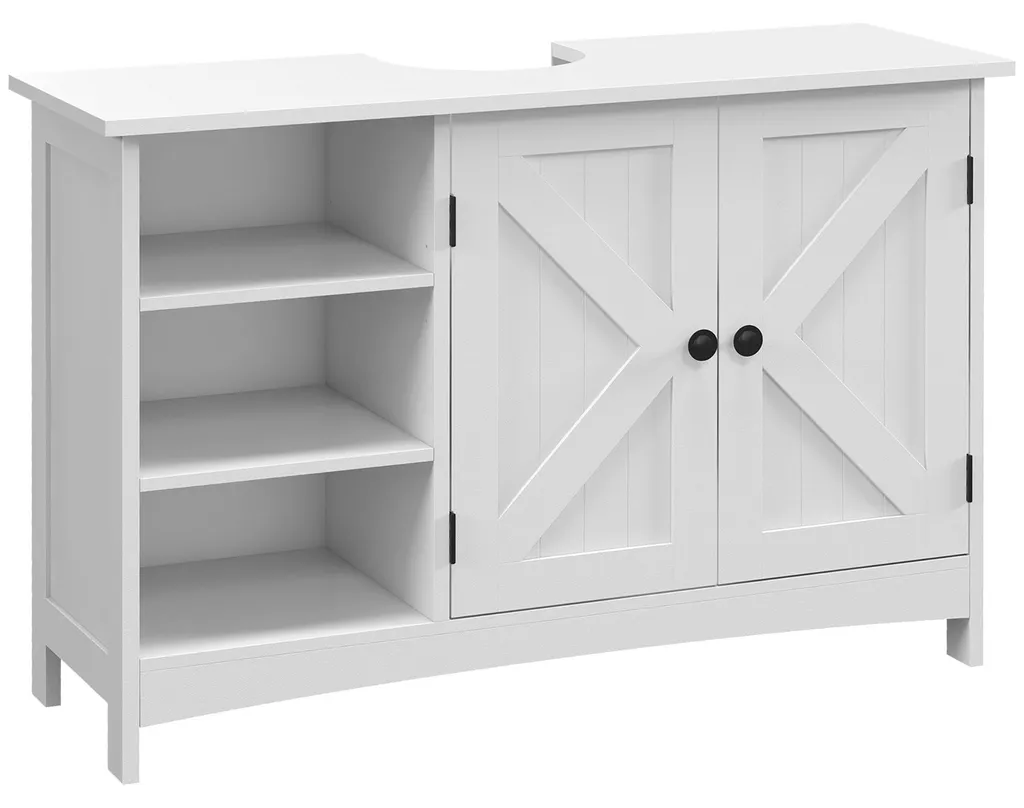 Organisation salle de bain : meuble sous vasque 2 portes blanc 90 cm