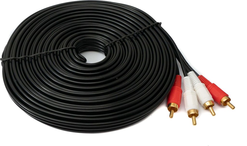 SYSTEM-S Cinch 2 RCA Kabel 15 m Stecker zu Stecker Stereo AV Adapter in Schwarz
