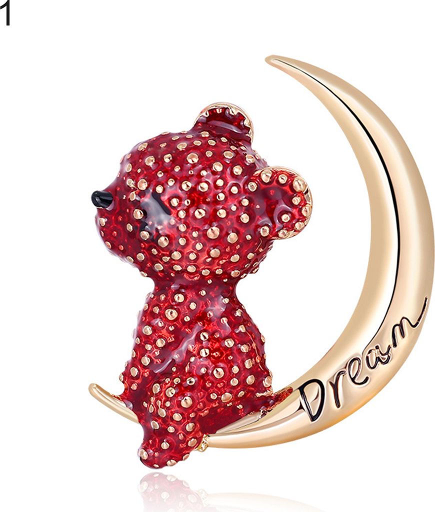 Bär Mond Brosche Tier Form Dekoration Ornament Frauen Cartoon Kleidung Pin Schmuck-#1
