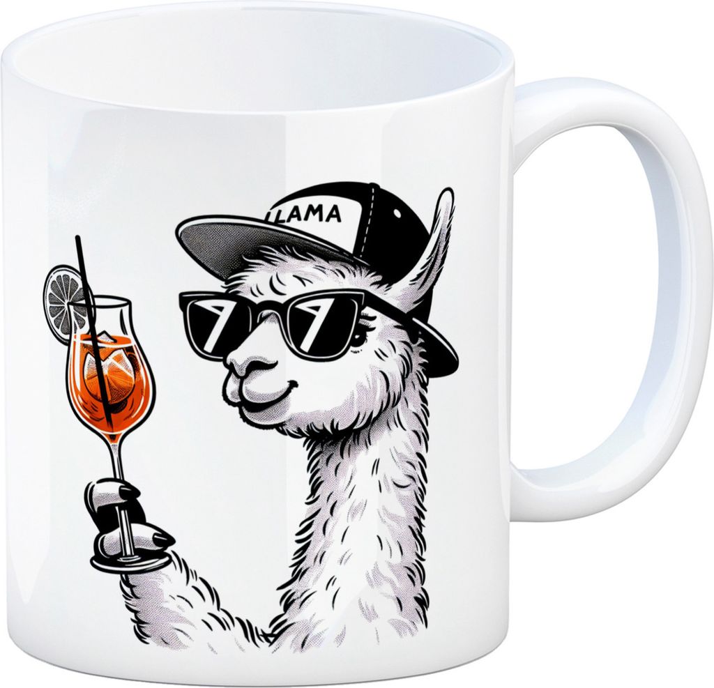Lama Tasse Alpaka mit Aperol Spritz Kaffeebecher