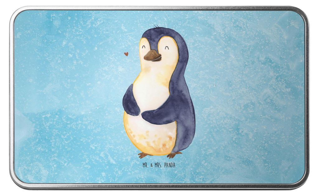 Mr. & Mrs. Panda Erinnerungsbox Pinguin Diät - Eisblau - Geschenk, Aufbewahrungsbox Metall, Motivation, Geschenkbox, Abnehmen, Metallbox, Keksdose...