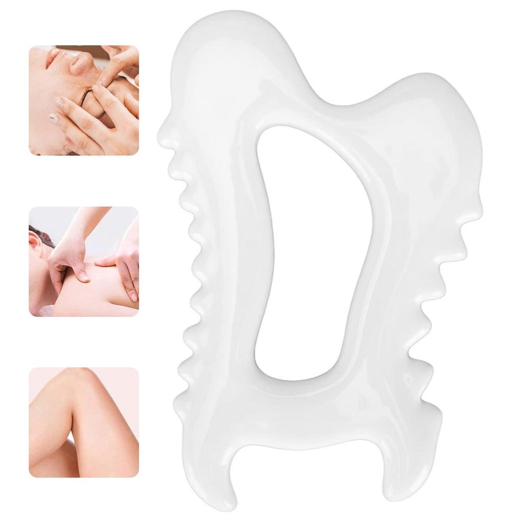 Gua Sha-Brett aus Keramik, Gua Sha-Stein zur Straffung der Kieferpartie und Reduzierung von Gesichtsschwellungen, Hautpflegegeschenk, Weiß