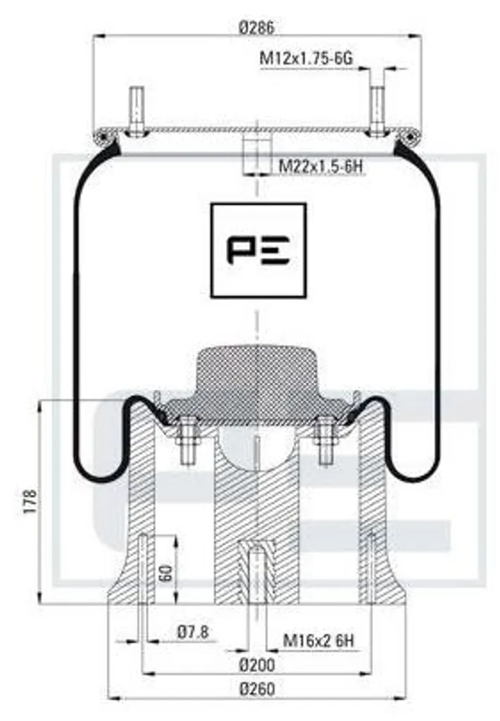 Soufflet pneumatique Peters Ennepetal 084.301-71A pour suspension PL