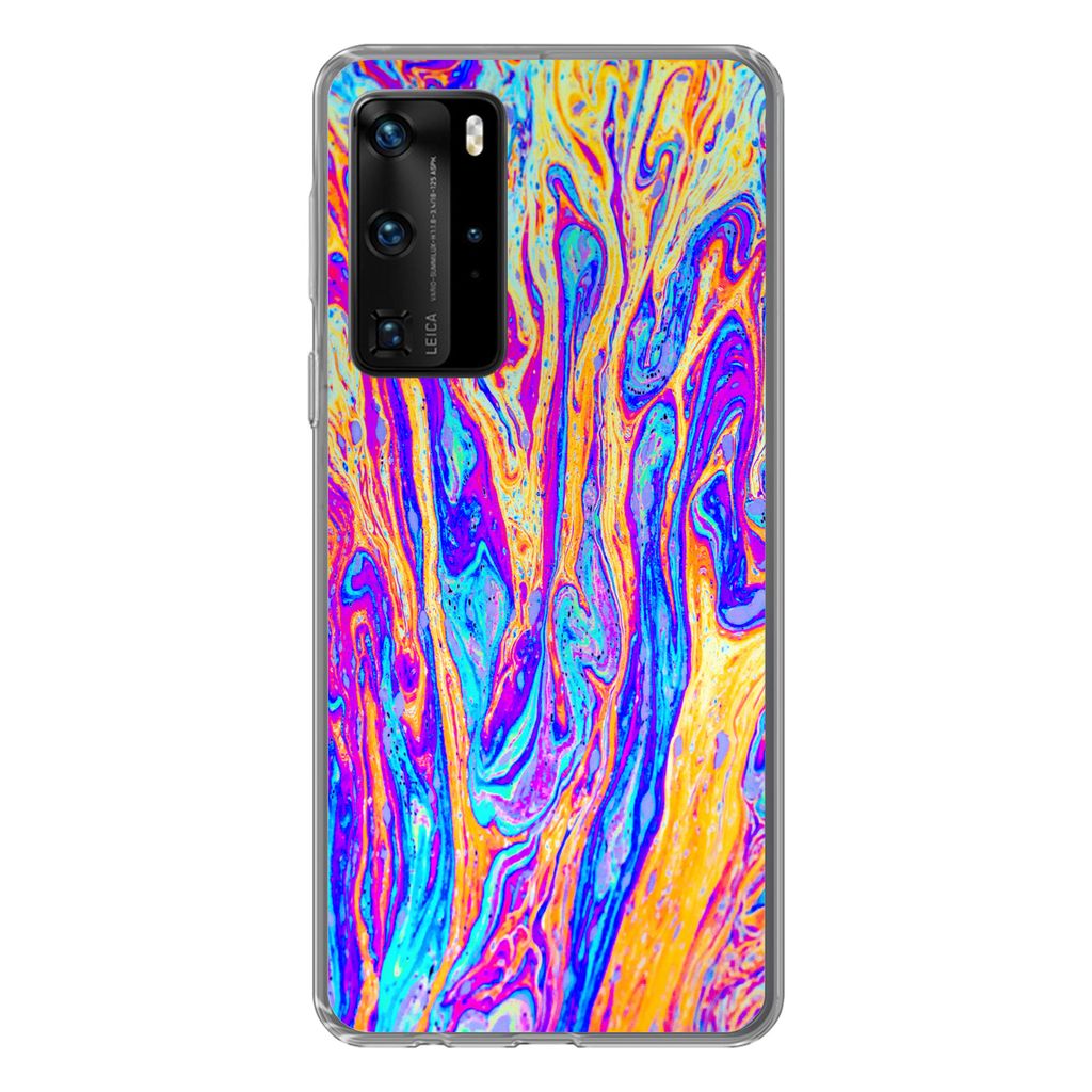 MuchoWow Handyhülle Schutzhülle Hülle für Huawei P40 Pro Kunst - Farben - Psychedelisch Silikon Softcase Handy Hülle - Schutz