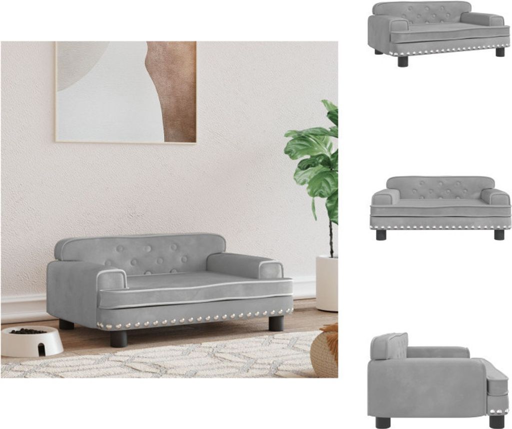 vidaXL Hundebett Hellgrau 70x45x30 cm Samt - Hundebetten