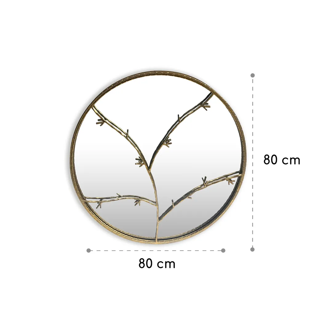 Miroir mural design branches Berkeley - Cadre métal robuste de 80 cm