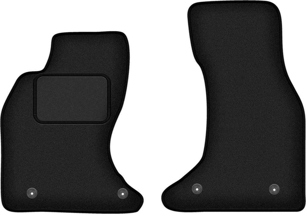 Velours-Fußmatten Vorne passend für Audi A6 C5 4.2L (Limousine, Kombi, Avant, Bj. 1997-2004) – schwarz, passgenau, mit Befestigungen set 2 Stk...