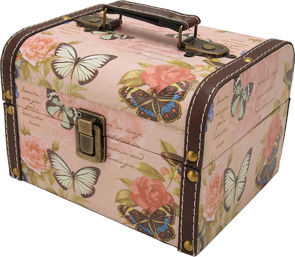 Schatztruhe, rosa Schmetterlingsmuster, exquisite Produktbild 
