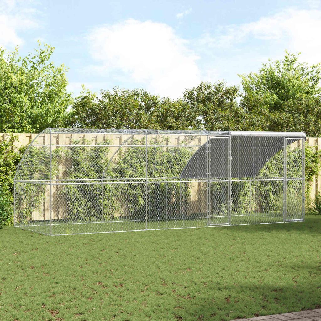 "SALE 2026"Hühnerkäfig - modernes Design - Outdoor-Tierkäfig/Hühnerhaus - 3 pcs Silber 600x200x200cm Stahl und PE DE664194 - Kleintier-Ställe