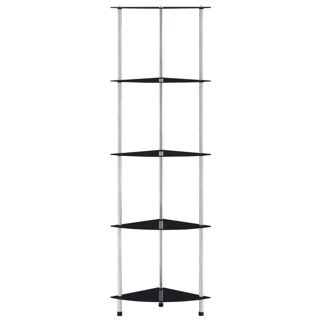 SYFAX Scaffale 5 Livelli Vetro Nero 30x30x130cm | Design Moderno Casa