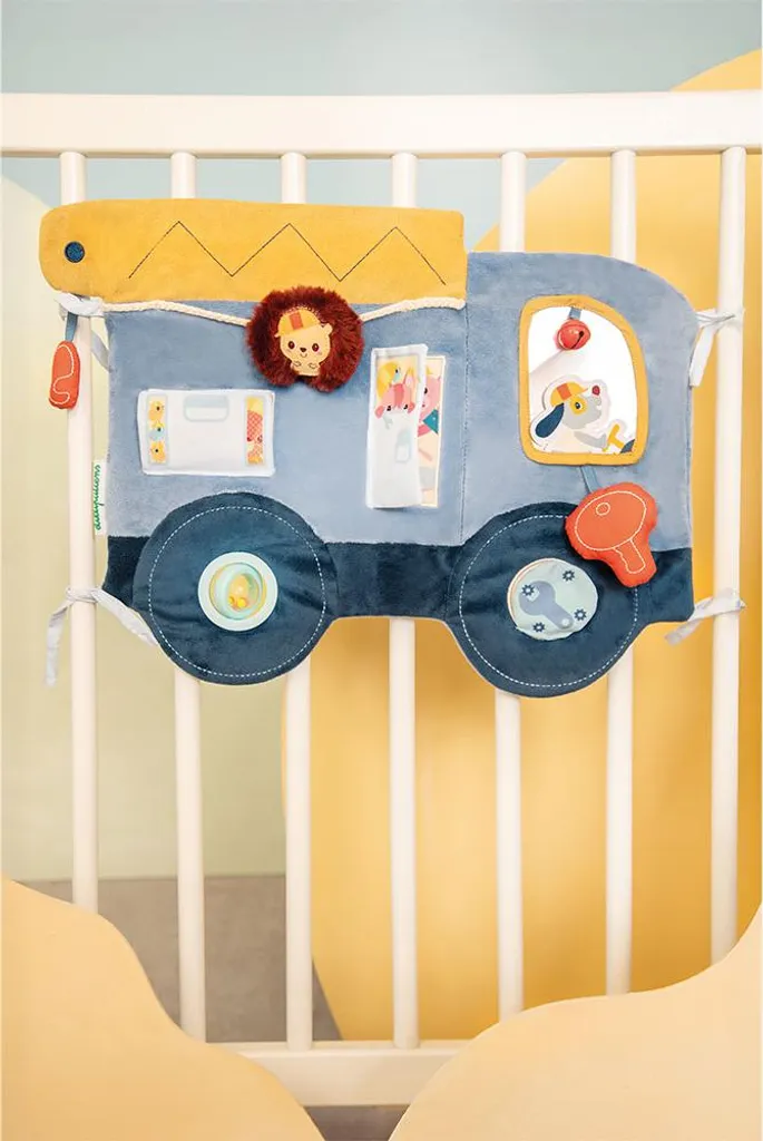 Tableau d'activités bébé Jules Lilliputiens avec miroir et textures