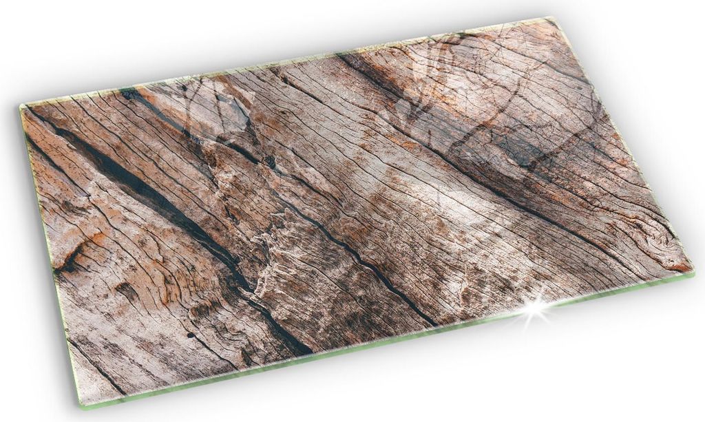 Grabkerze Untersetzer Glastafel Gummifüße Motiv - 52x30 cm - Holzstruktur