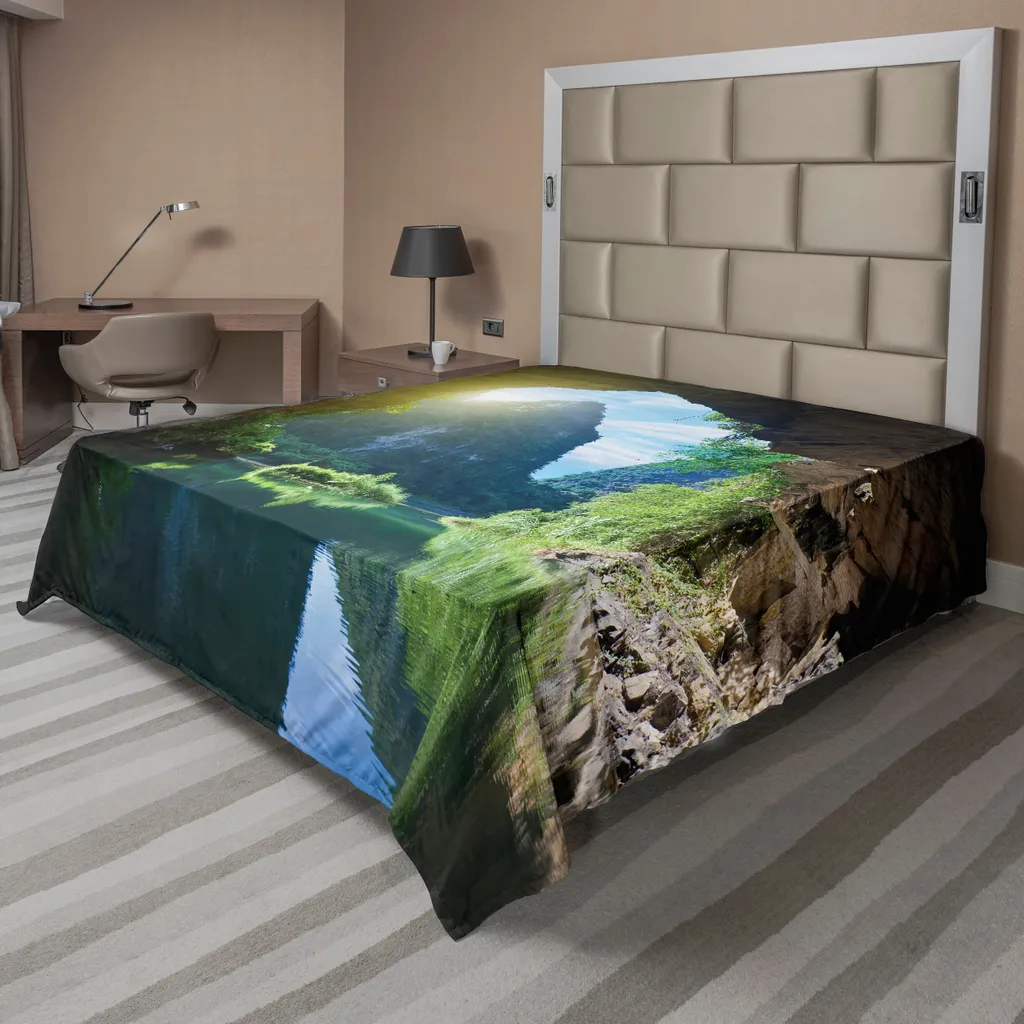 Drap de lit plat ABAKUHAUS Nature Grotte Tam Coc 275x260 cm Multicolore