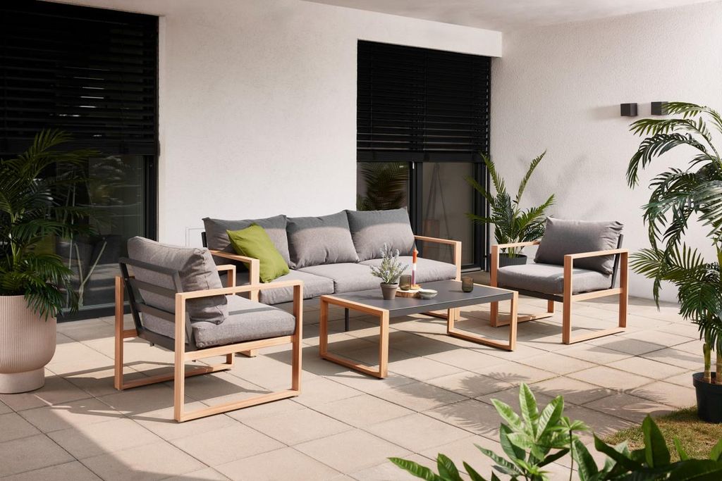 Primaster Gartenmöbel-Set Marbella Aluminium in Holzoptik
