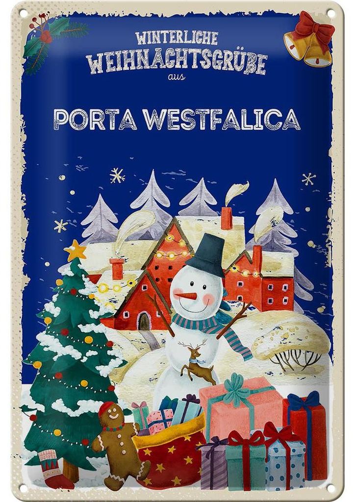 Blechschild Weihnachtsgrüße aus PORTA WESTFALICA 20x30cm