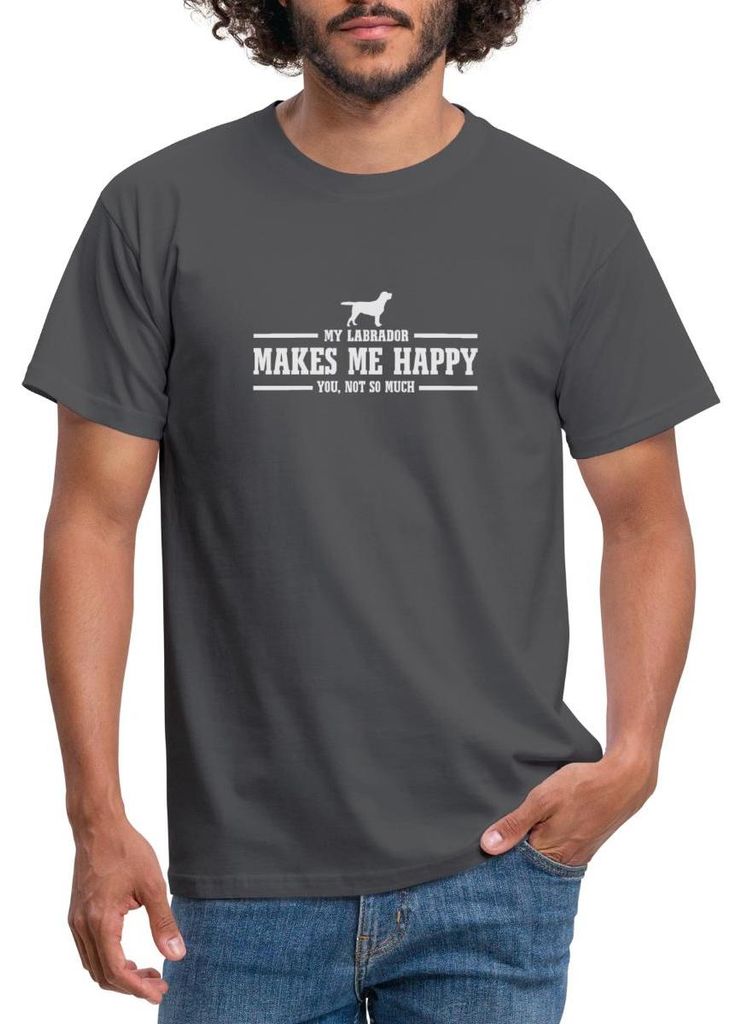 Spreadshirt Labrador Macht Glücklich Hundebesitzer Witzig Männer T-Shirt, S, Anthrazit