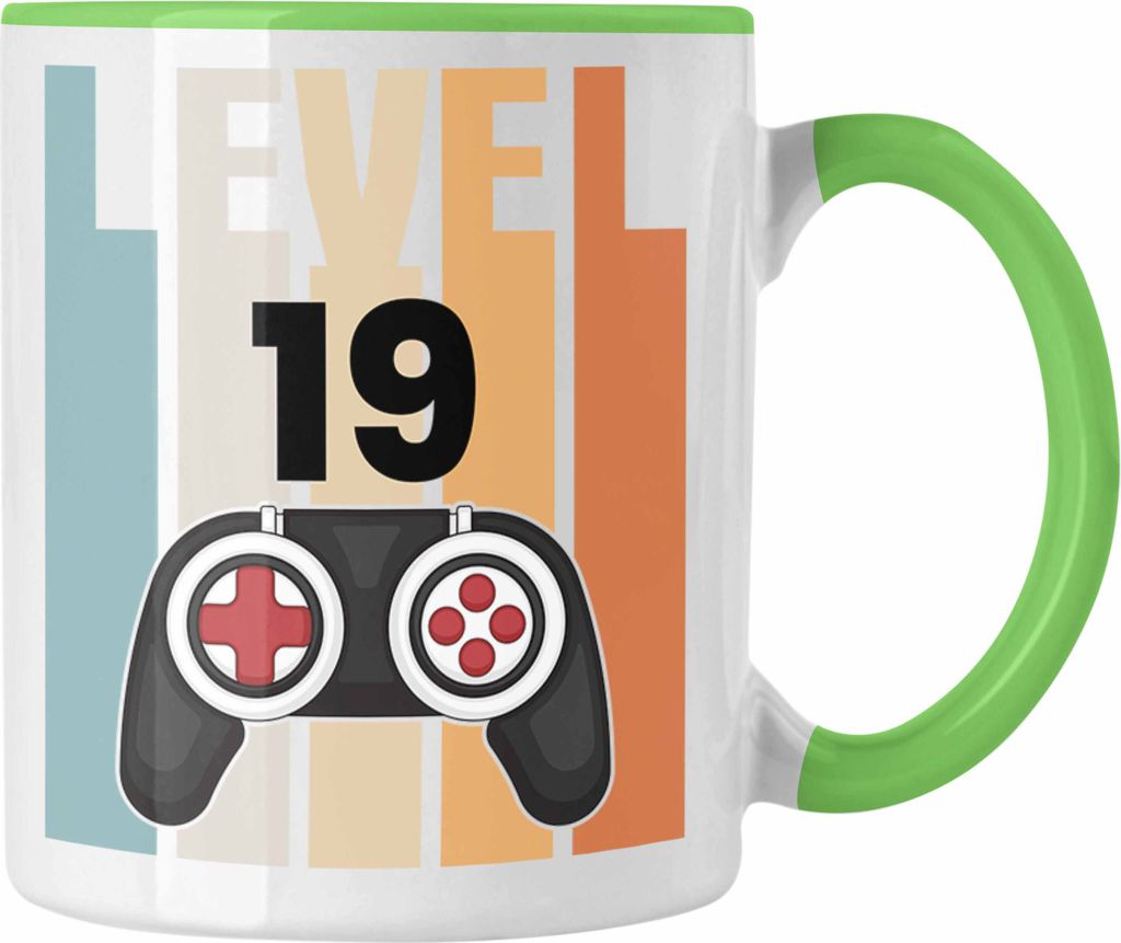 Trendation - 19. Geburtstag Tasse Gamer Jungs Jungen Geschenkidee zum Geburtstag Lustig Neunzehn (Grün)