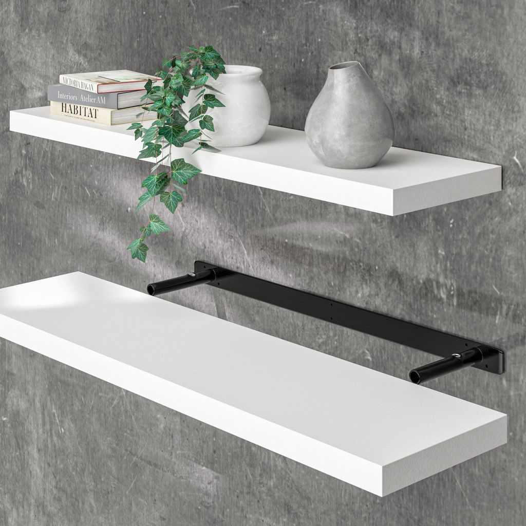 CASARIA® Étagère murale flottante blanche 90 cm MDF robuste Image du produit 