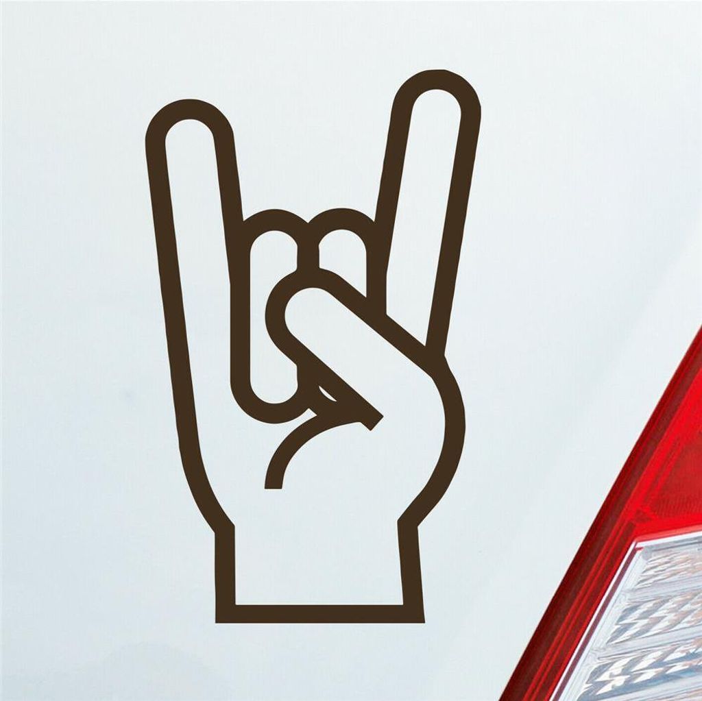 Auto Aufkleber Gabel Rock Heavy Metal Gruss Pommesgabel 8x13 cm Braun Sticker Heckscheibenaufkleber