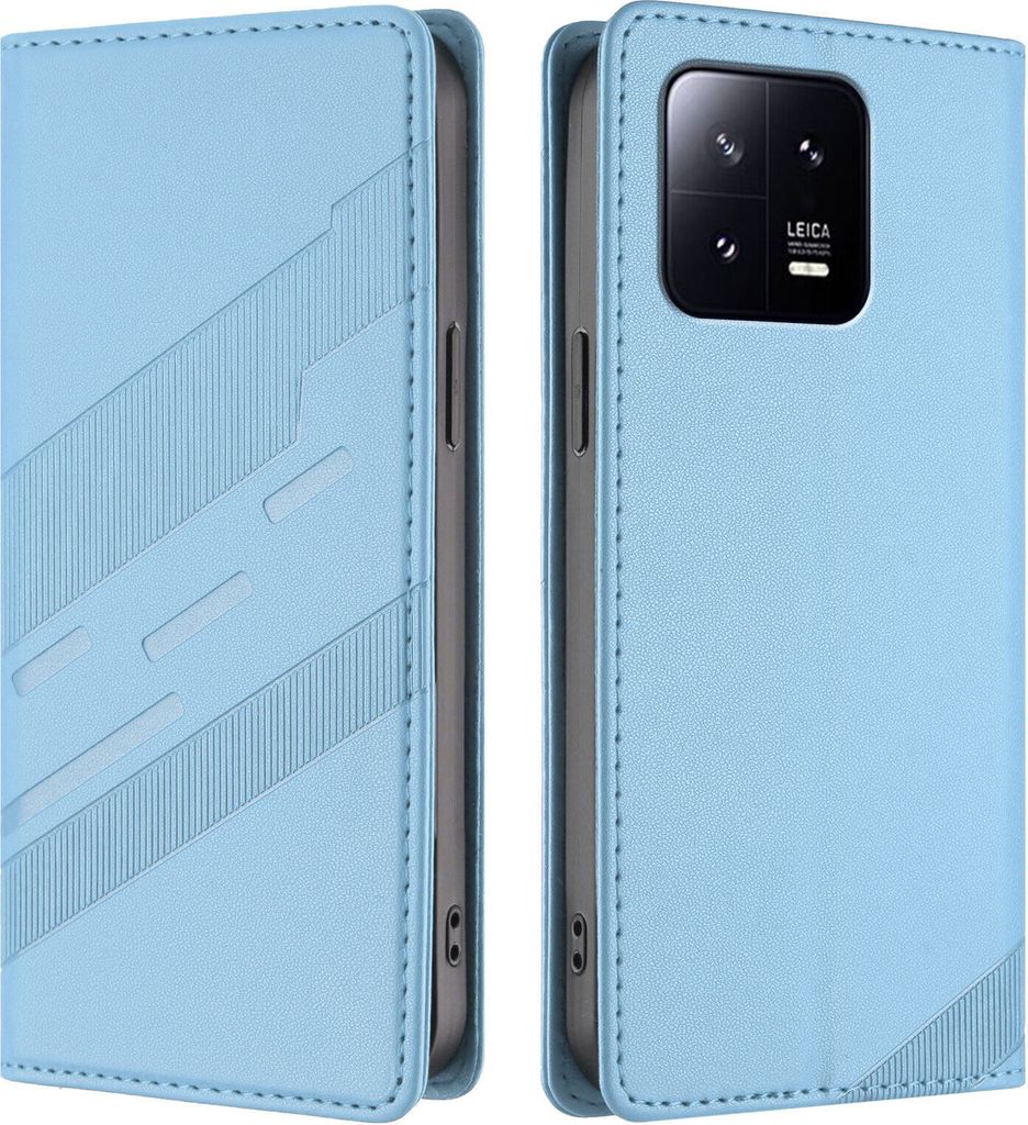 Hülle für Xiaomi 13, Kunstleder Brieftaschen Handyhülle mit Kartenfach und Standfunktion Hellblau