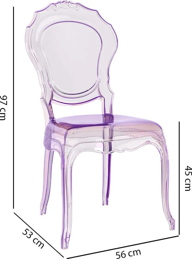 Chaises de salle à manger transparentes empilables style moderne - Lila - 5