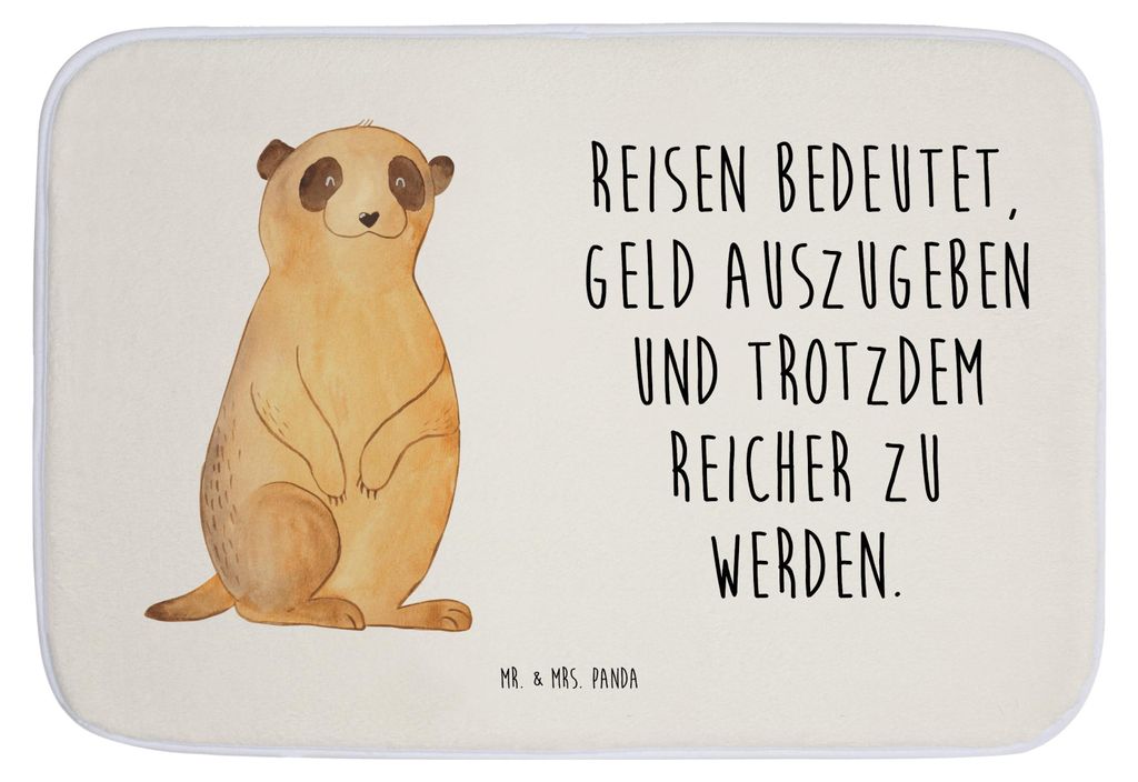 Mr. & Mrs. Panda duschmatte Erdmännchen - Weiß - Geschenk, Traveling, Afrika, Badematte, Badteppich, Spruch, badezimmervorleger, Roadtrip, Reisen...