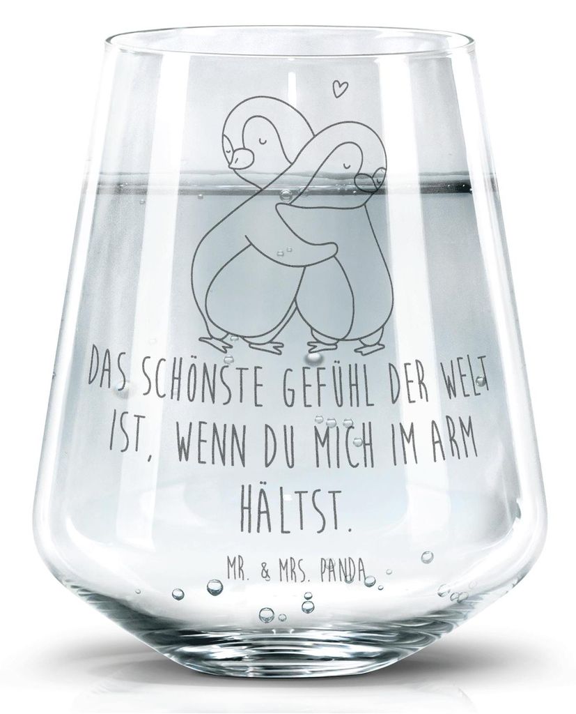 Mr. & Mrs. Panda Glas Pinguine Kuscheln - Transparent - Geschenk, Freund, getränkebecher, Wasserglas, Valentinstag, für Frauen, Tumbler, Freundin...