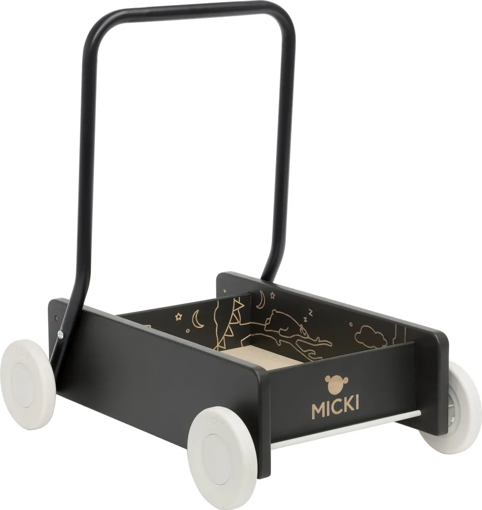 Chariot de marche calèche noir premium stable et sécurisé pour enfant