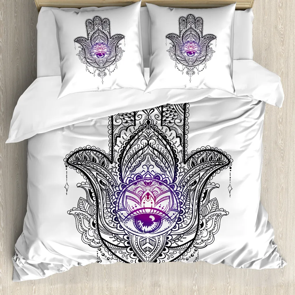 ABAKUHAUS Set Copripiumino Matrimoniale Evil Eye | Oro Rosa 3 Pezzi