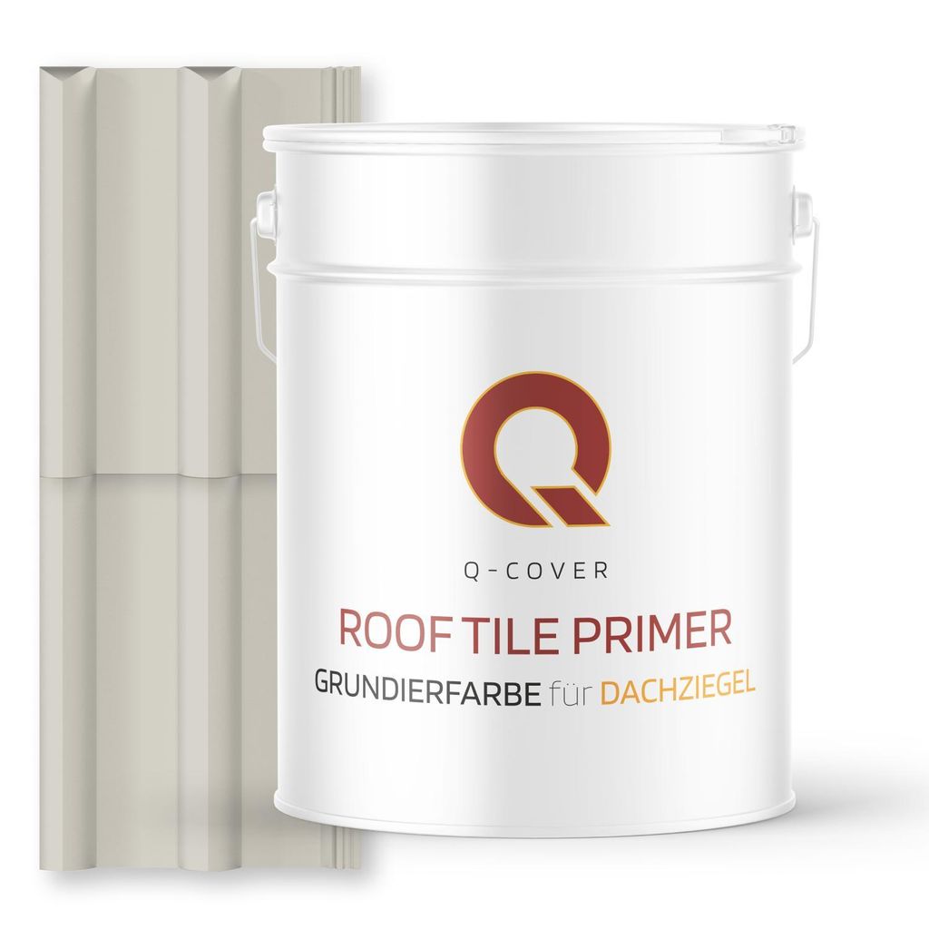 Grundierfarbe für Dachziegel Grauweiß RAL 9002 10 L | wetterfeste Dachbeschichtung | für Ziegel, Beton, Eternit | UV-beständig | Q-COVER