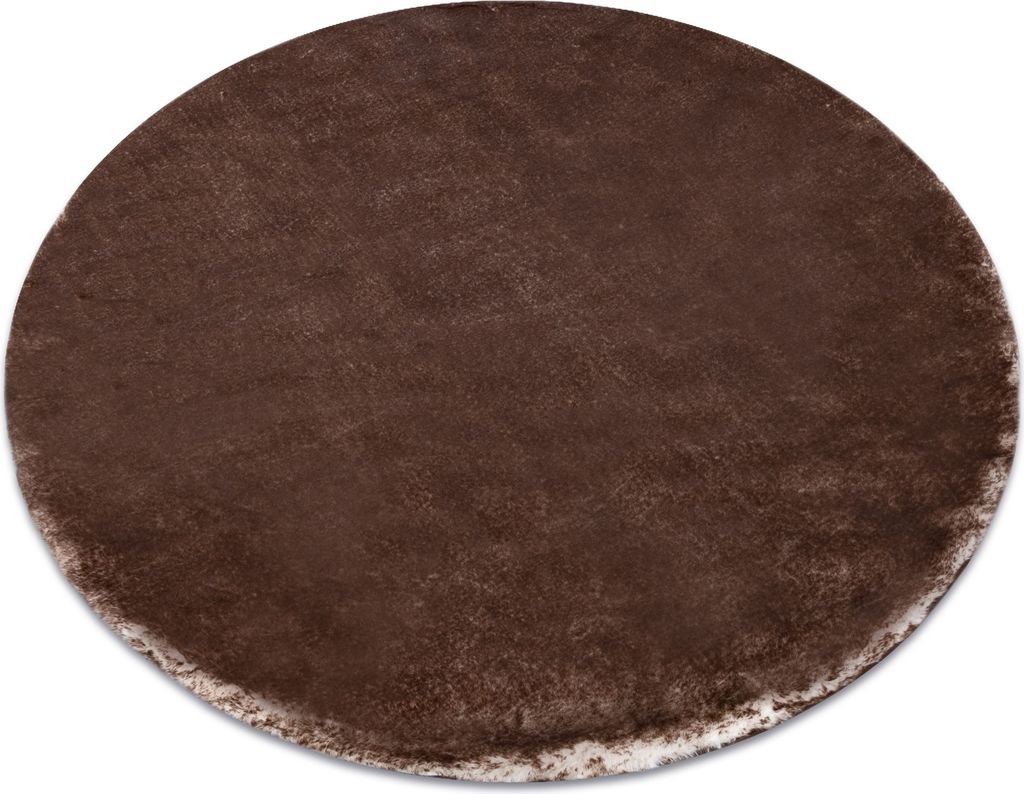 Moderner Waschteppich LAPIN Kreis Shaggy, Antirutsch elfenbein / Schokolade braun rund 100 cm