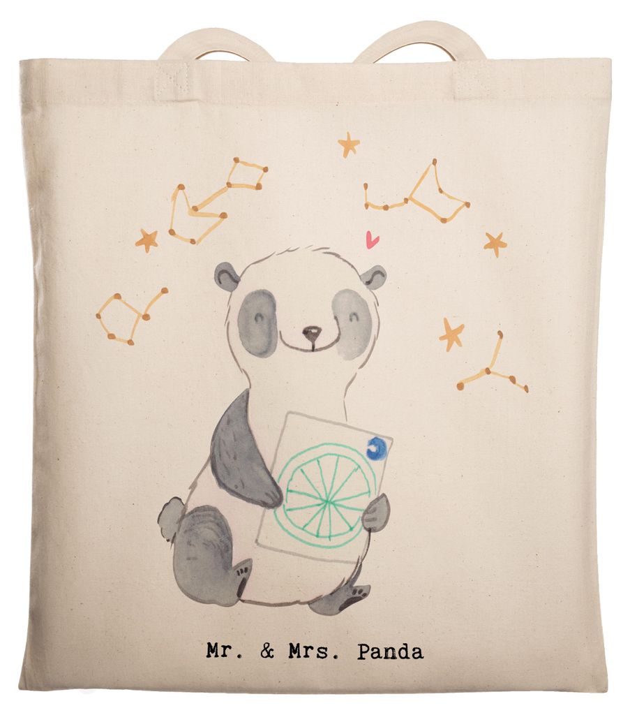 Mr. & Mrs. Panda Tote Bag Panda Astrologie - Transparent - Geschenk, Jutebeutel, Shopping Tasche, Uni, Horoskop, Laptoptasche, totebag, Sternbilder