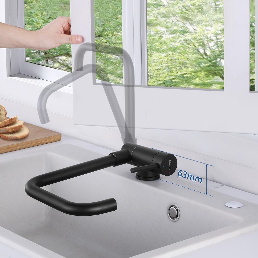 360° Drehbar Spültischarmatur, 90° Klappbar Wasserhahn Produktbild 