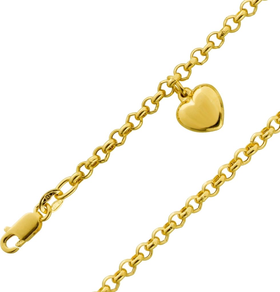 Herz Armband Gelbgold 585 14 Karat halbmassiv 18