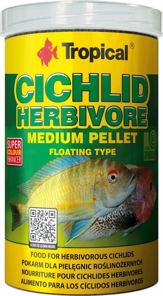 Cichlidés Tropicaux Herbivore Medium Pellet 500ml 180g Aliment Complet