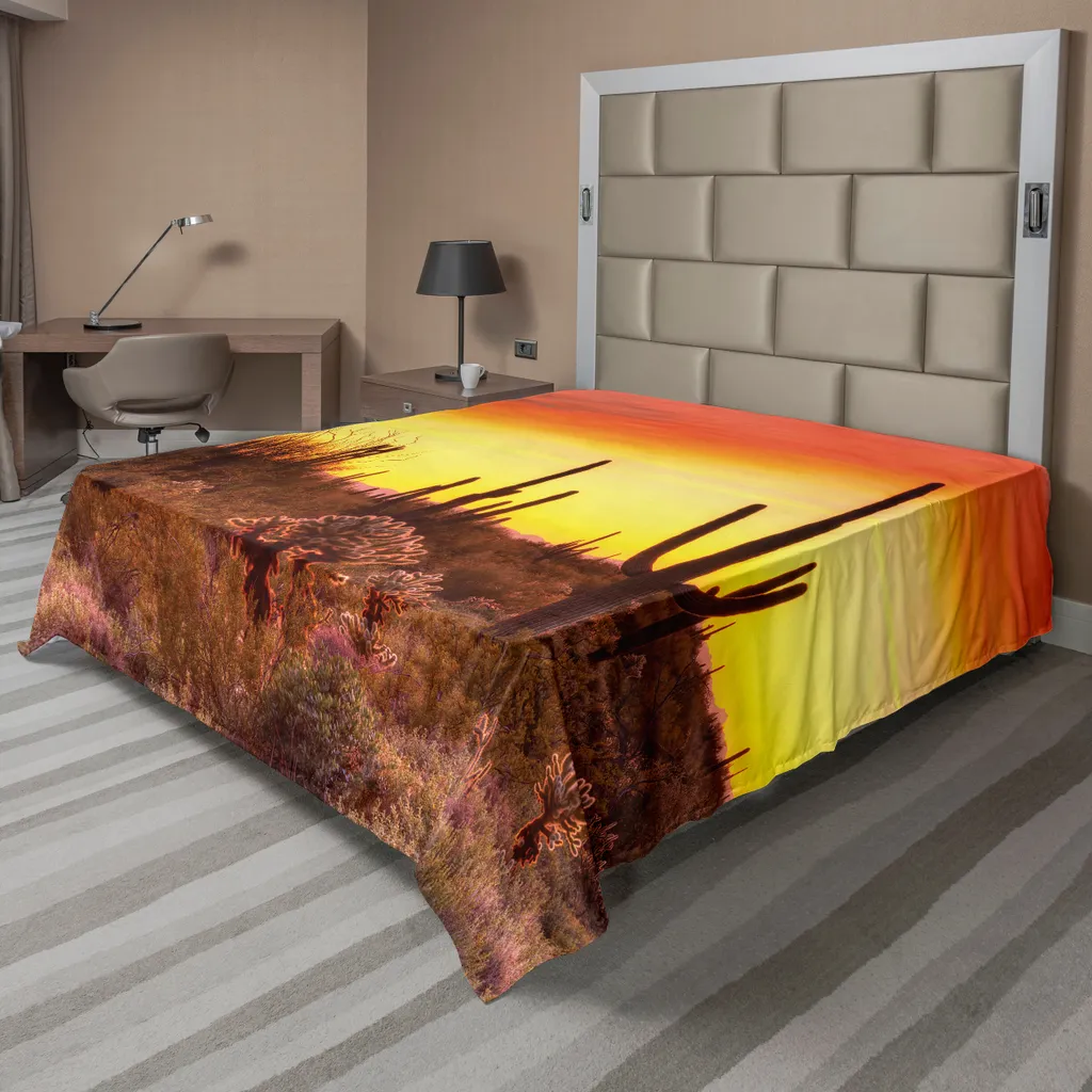 Drap de Lit Supérieur Décoratif 1 Pièce Motif Cactus Saguaro 260x228cm
