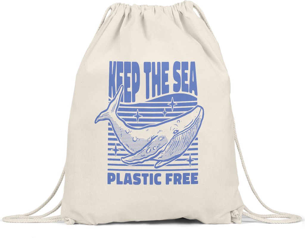 Keep The Sea Plastic Free Turnbeutel Gymsack Strohhalm Plastik Wal Pottwal Blauwal Tierschutz Umwelt Meere