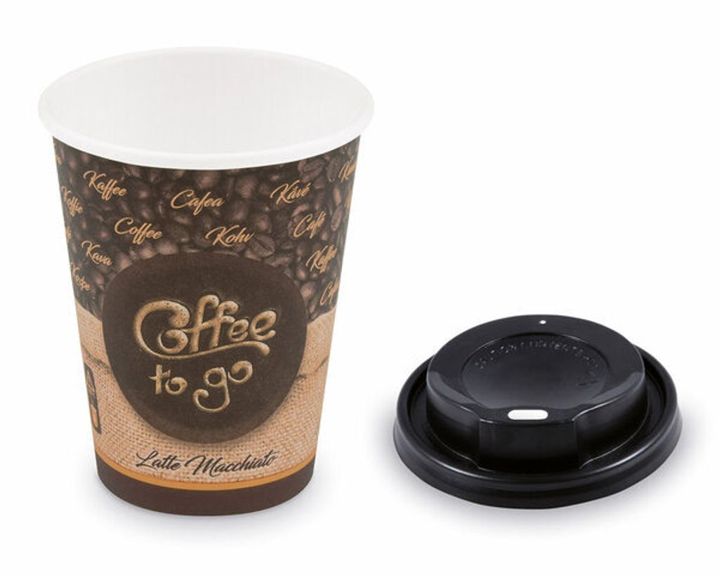 100x Kaffeebecher L 'Latte Macchiato' mit Trinkdeckel Produktbild 