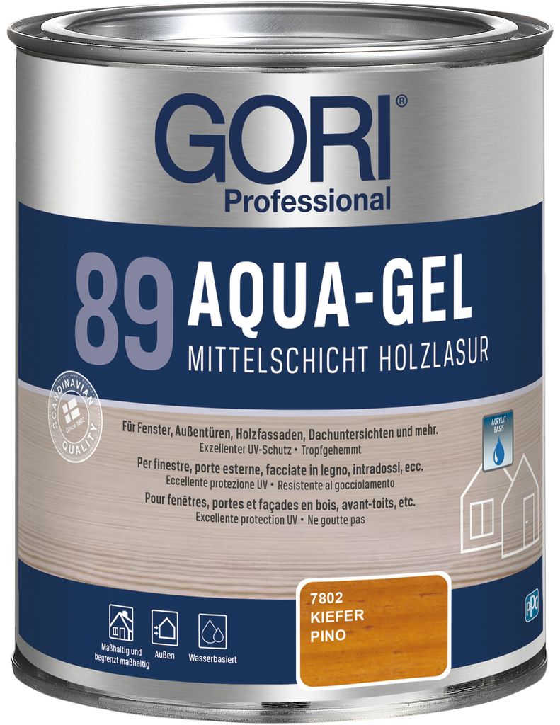 0,75L Gori 89 kiefer 7802 Aqua-Gel Mittelschicht-Holzlasur Produktbild 