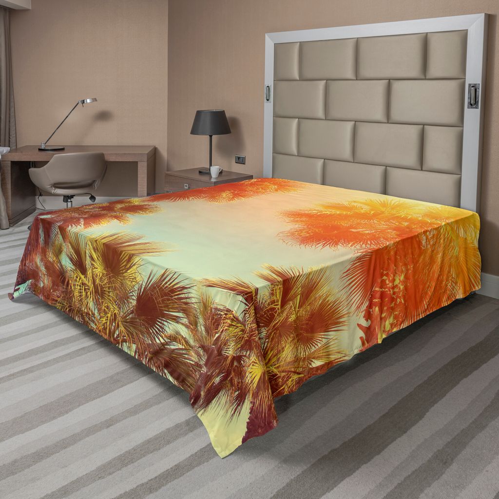 ABAKUHAUS Palme Bettlaken, Bäume in Sunlights-Ruhe in der tropischen Natur-Landschaft am Sommer-Thema, weiches bequemes oberes Bettlaken für ein ...