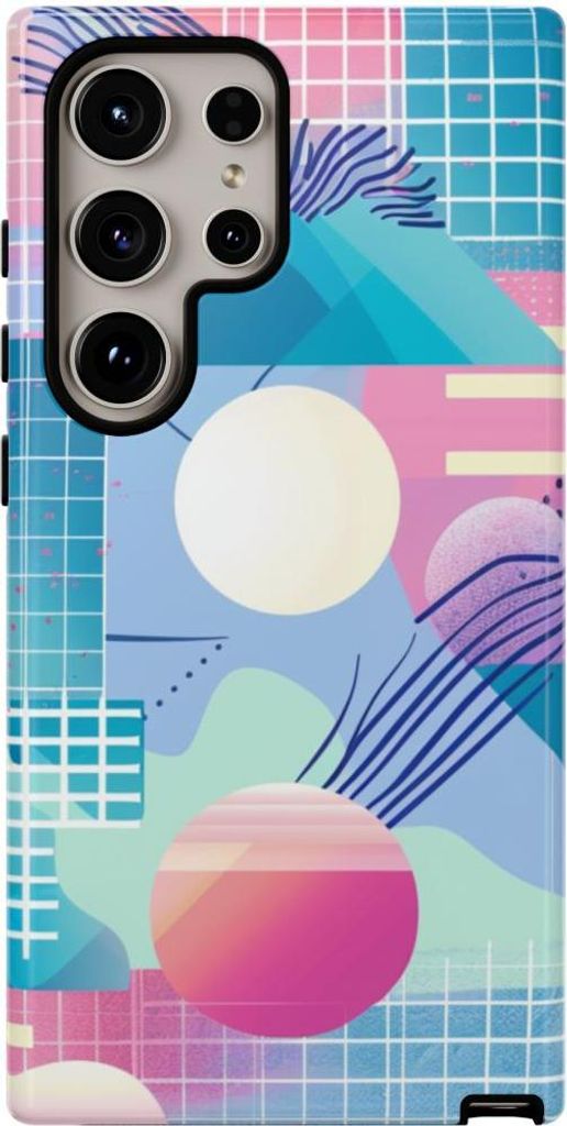 Abstraktes geometrisches Muster in Pastellfarben – Hülle Kompatibel mit Samsung Galaxy S24 Ultra