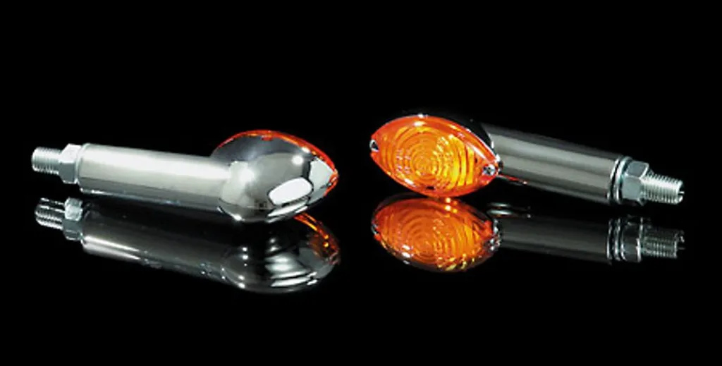 Set Frecce Moto CATEYE Cromate Gambo Lungo Omologate E-Mark 12V 21W