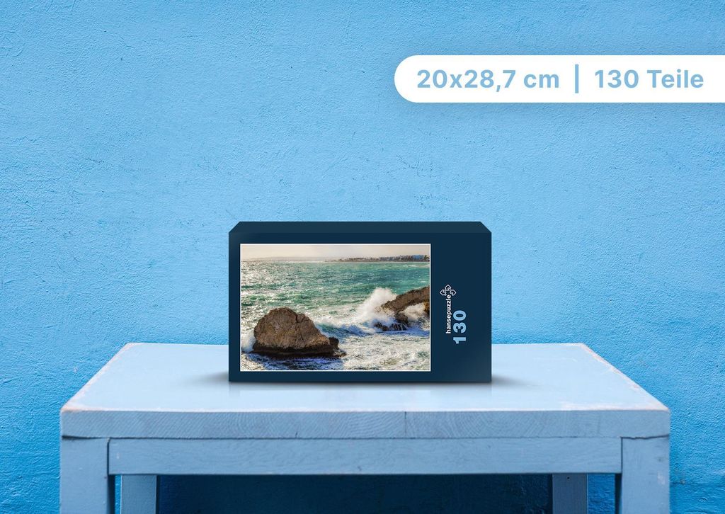 hansepuzzle 99535 - Felsen im Meer Puzzle, 130 Teile, Natur, 28,7 x 20,0cm mit hochwertiger Aufbewahrung, Kartonbox und wiederverschließbarem Beutel