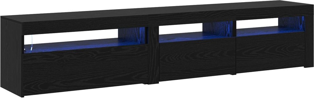 Möbel TV-Schränke 2 Stück mit LED-Lichtern aus schwarzem Holzwerkstoff,- TV-Schränke 3332494