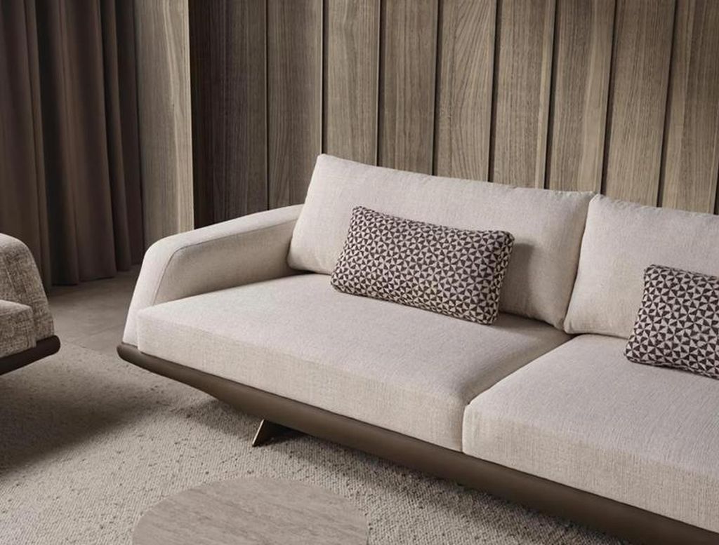 Sofa Beige Luxus 3 Sitzer Couch Polster Textil Couchgarnitur Dreisitzer Couchen