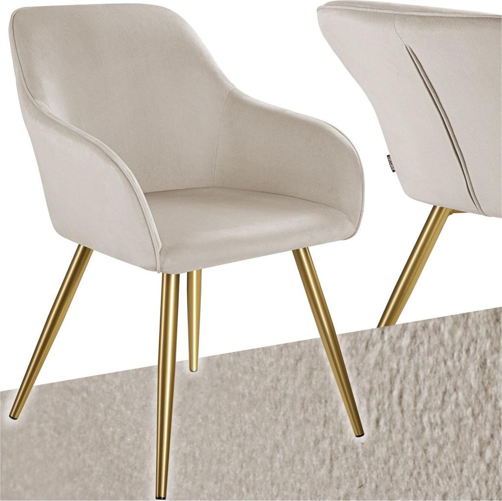 tectake® Esszimmerstuhl Marilyn gepolstert, in Samtoptik 58 Produktbild 