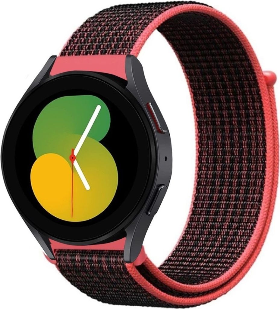 Strap-it Samsung Galaxy Watch 5 - 40mm Nylonarmband (Schwarz/Rot)