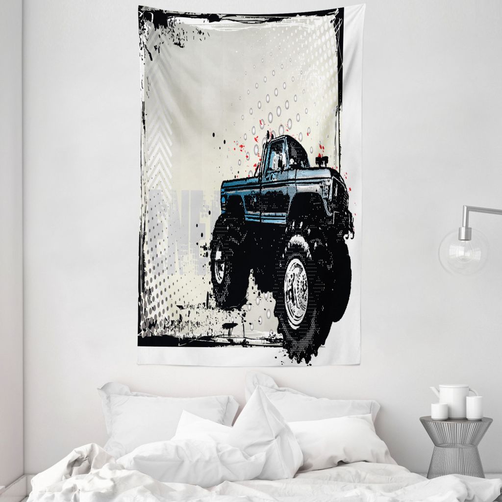 ABAKUHAUS LKW Wandteppich und Tagesdecke, Halbton Monster Pickup aus Weiches Mikrofaser Stoff Waschbar ohne Verblassen Digitaldruck, 140 x 230 cm, ...