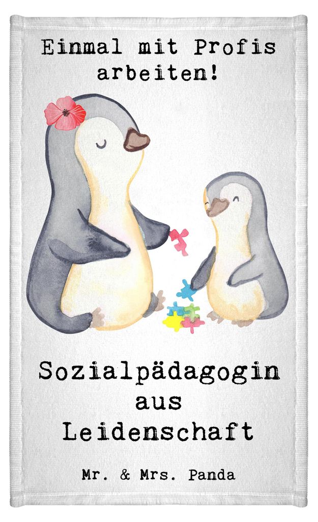 Mr. & Mrs. Panda Frotteehandtuch Sozialpädagogin Leidenschaft - Weiß - Geschenk, Handtuch Klein, Frotteetuch, Kleines, Gästehandtuch Bunt, baumw...