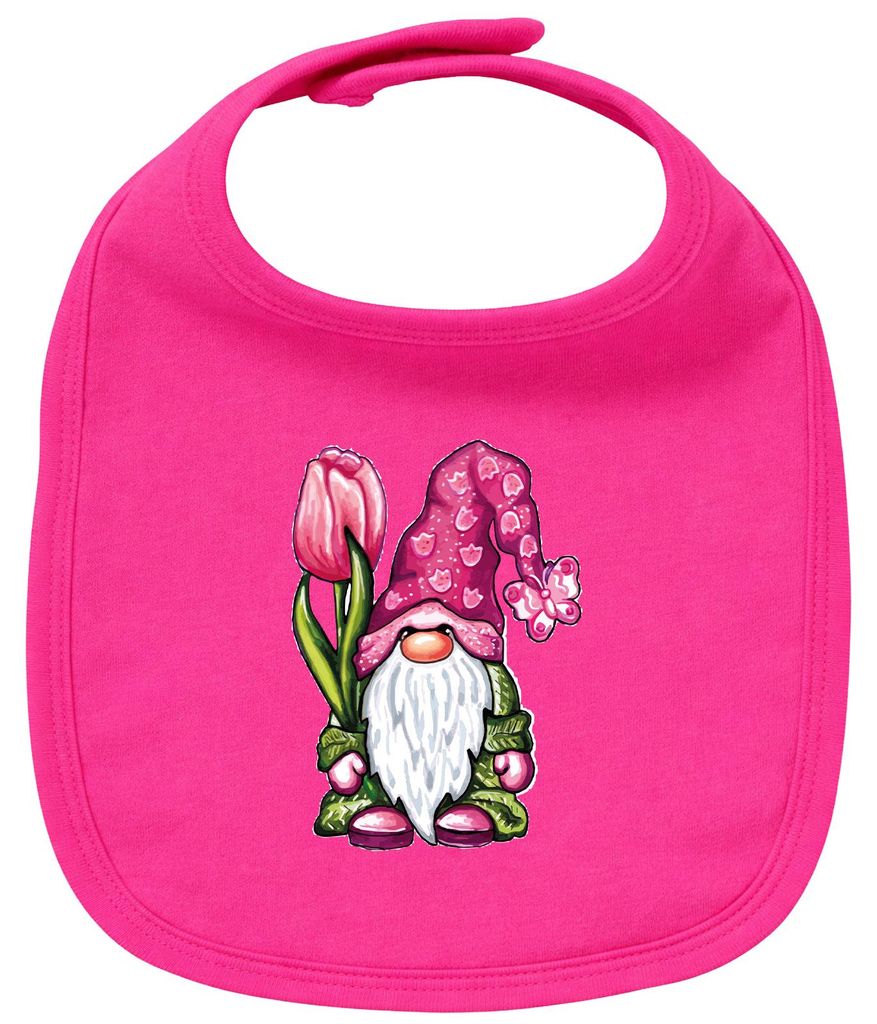 Huuraa Baby Lätzchen Gnom Fabelwesen Cherry Pink Klettverschluss Baumwolle Latz Geschenkidee